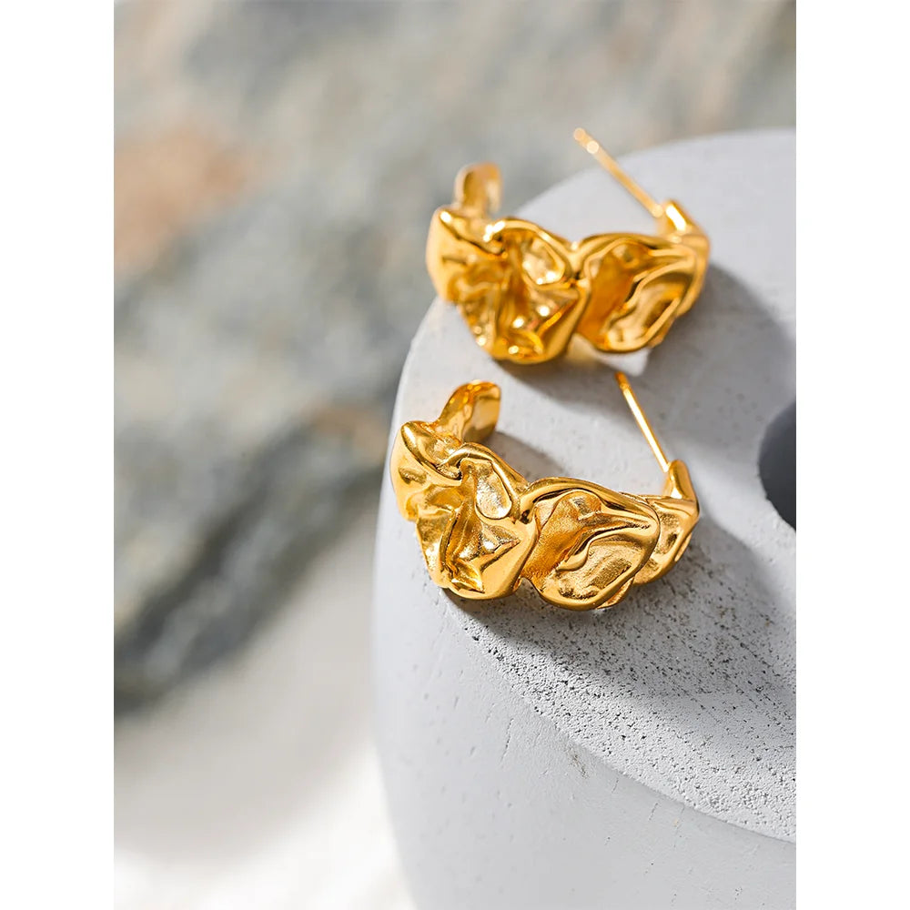 Abstract Gold Swirl Earrings